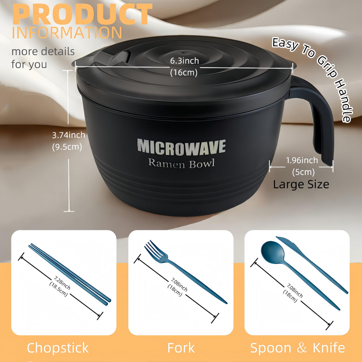 Layron multi-use ramen bowl for noodles, soups, cereals