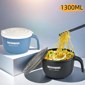 Layron ramen bowl side handles for safe microwave removal