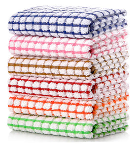 LAZI pink plaid kitchen towel: soft, absorbent for quick dish drying
