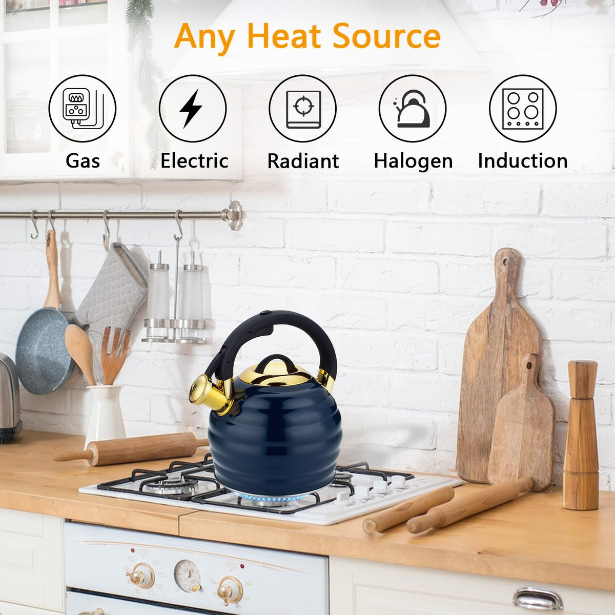Induction-ready Lazneyru kettle base delivering even heat