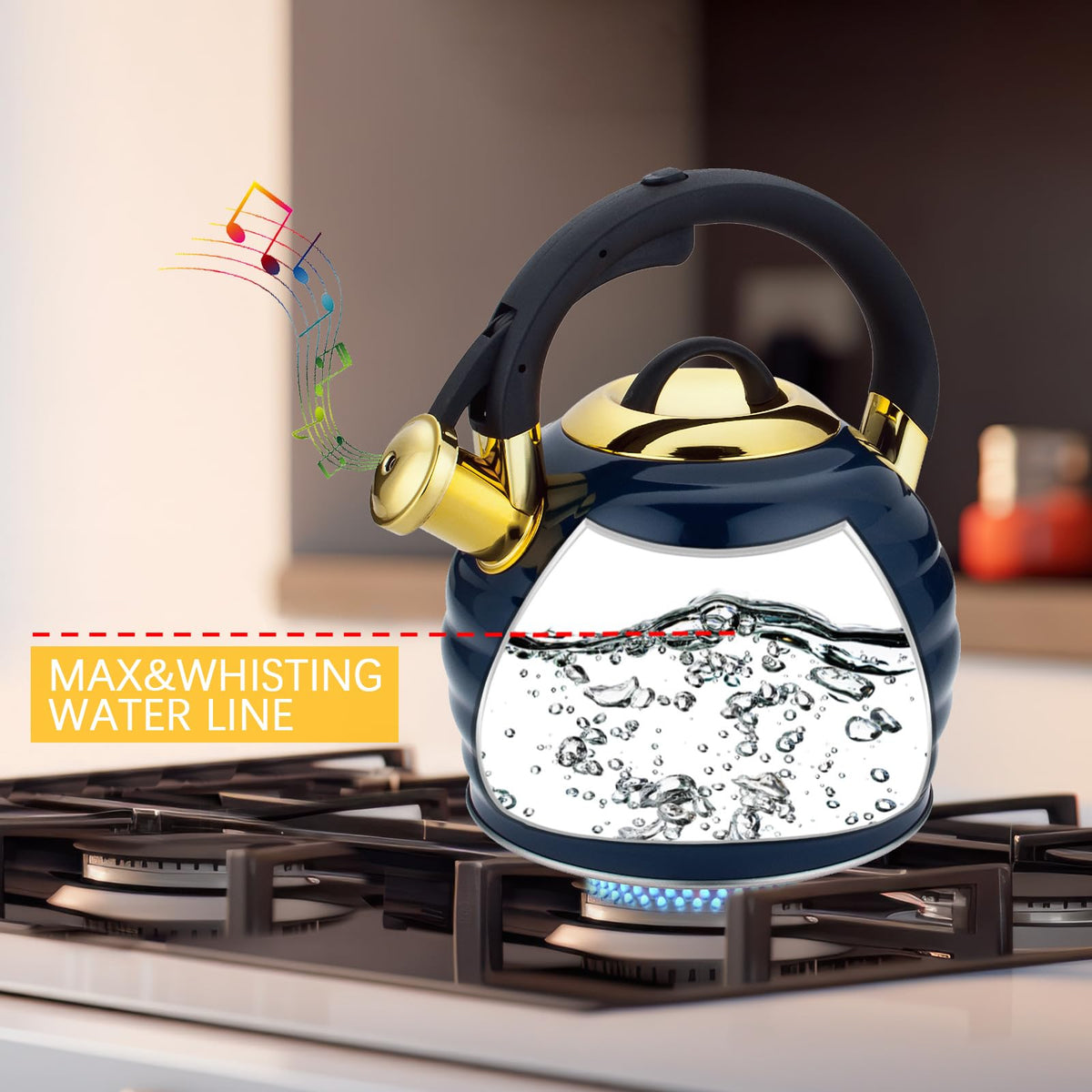 Lazneyru kettle features ergonomic handle for easy pouring