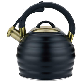 Lazneyru tea kettle on stove top with whistling spout for quick water boiling.