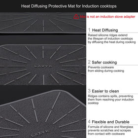Lazy K 9in square mat with heat diffusion for even magnetic cookware heating.