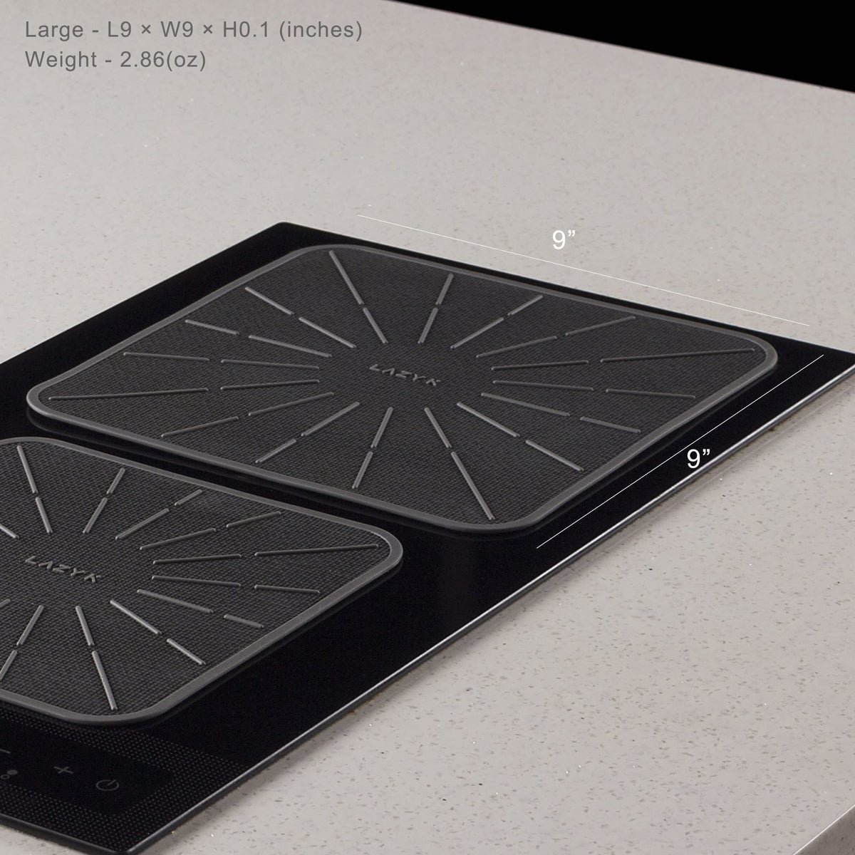 Lazy K 9in induction mat provides kitchen protection against scuffs and scrapes.