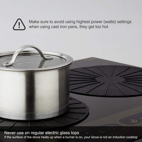 Lazy K induction mat doubles as a pot holder for hot pans.