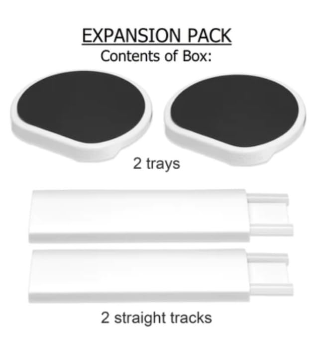The Lazy Susan Revolution expansion dark gray straight track 2 supports stable movement.