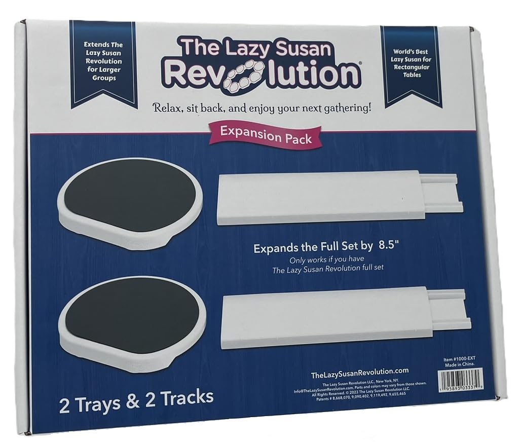 The Lazy Susan Revolution expansion dark gray tray assembly keeps items secure.