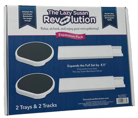 The Lazy Susan Revolution expansion dark gray tray assembly keeps items secure.