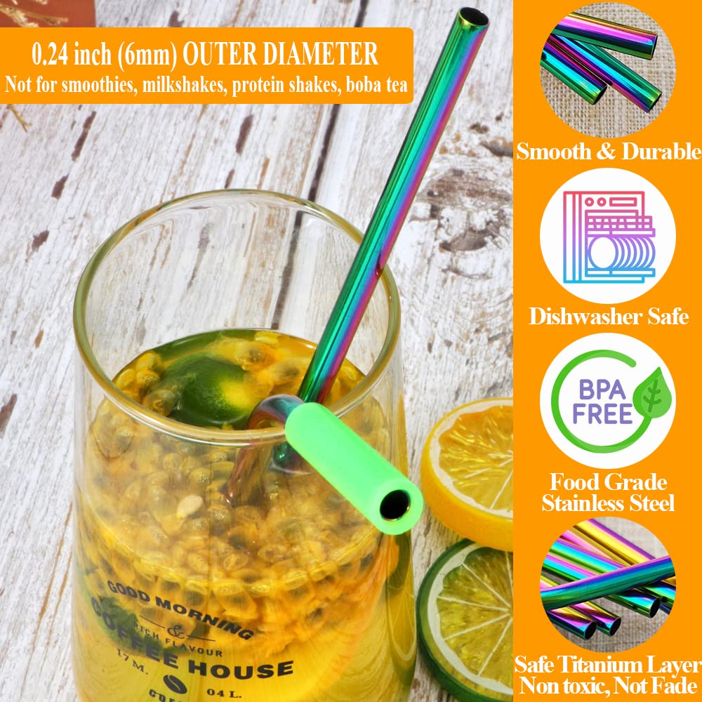Lazycorner rainbow 10.5-inch curved stainless steel straw for ergonomic sipping