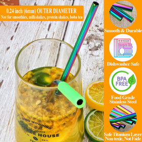 Lazycorner rainbow 10.5-inch curved stainless steel straw for ergonomic sipping