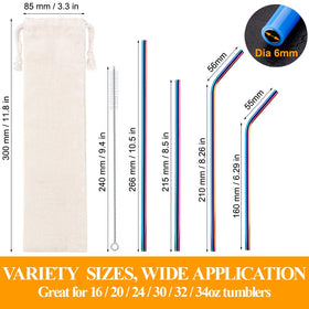 Lazycorner rainbow 8.5-inch bent stainless steel straw for smooth sipping
