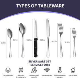 Lazycorner silverware set with dining forks and spoons arranged for a stylish table.