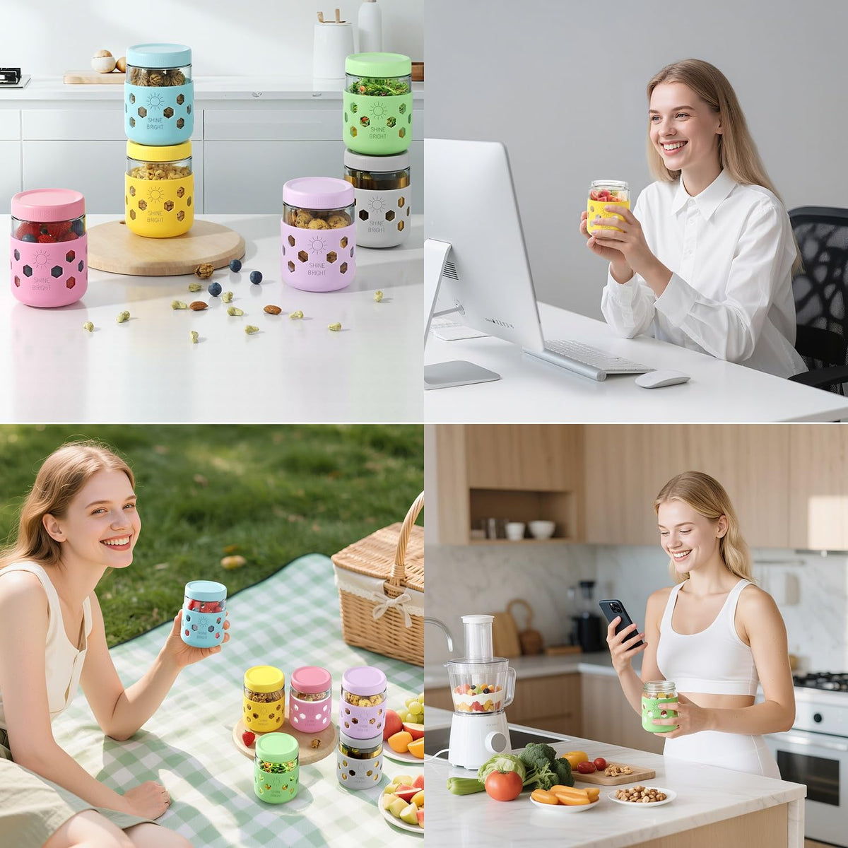 Lazyshine stackable jars save fridge space and simplify organization
