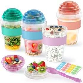 Lazyshine yogurt parfait cups with lids, 4-pack, for organized breakfasts on the go