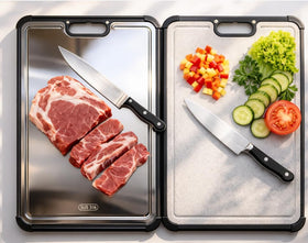LBD premium cutting board over-sink design saves counter space for busy prep.