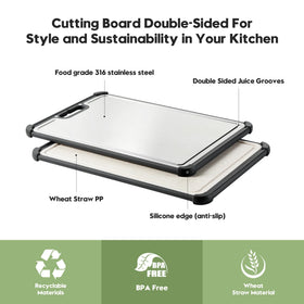 LBD double-sided cutting board with reversible surfaces for versatile prep tasks.