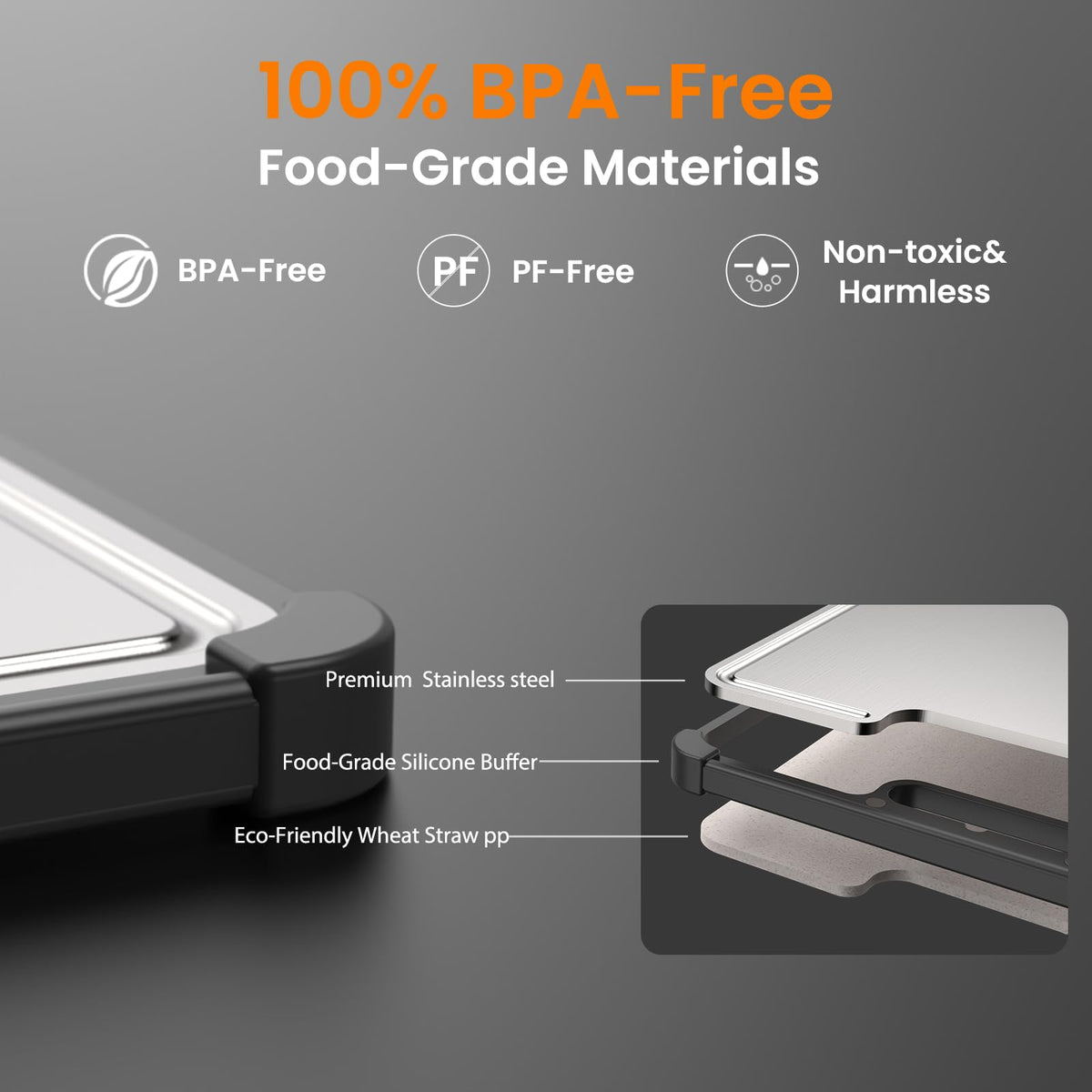 LBD food-grade wheat straw PP layer adds eco-friendly durability.