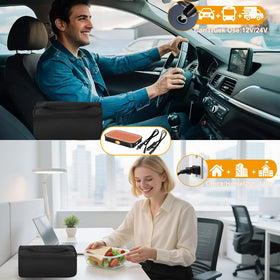 LBMVRB 3-in-1 Electric Lunch Box ready for car and office use, versatile heat options.