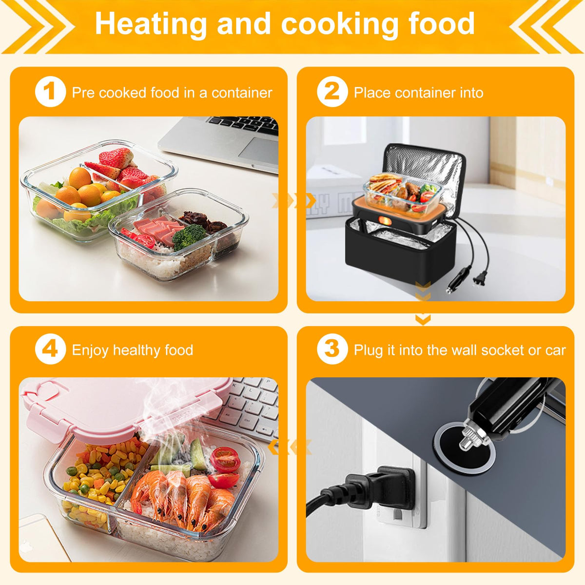 LBMVRB folding design portable lunch warmer fits in a backpack for travel.