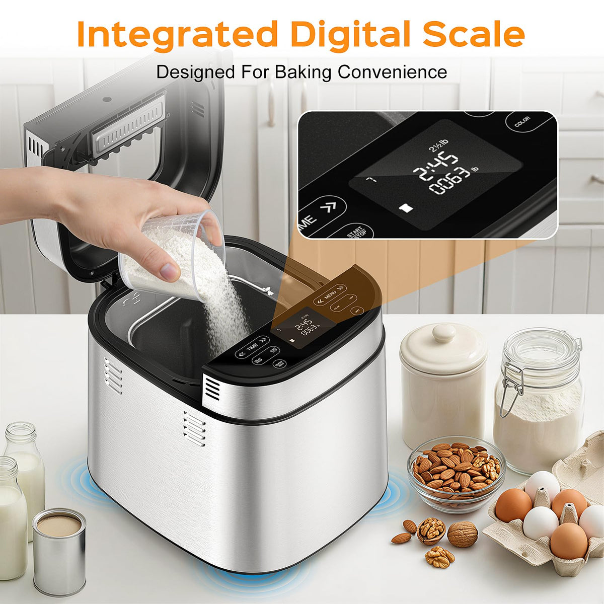 LCKSMAL bread maker control panel for easy program selection