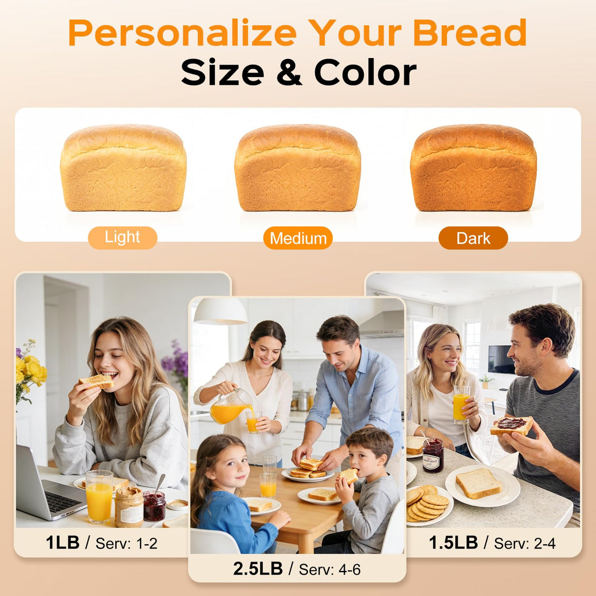 LCKSMAL bread maker with built-in scale in the pan simplifying measurements