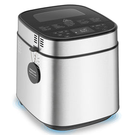 LCKSMAL bread maker front view showing compact white footprint for small kitchens