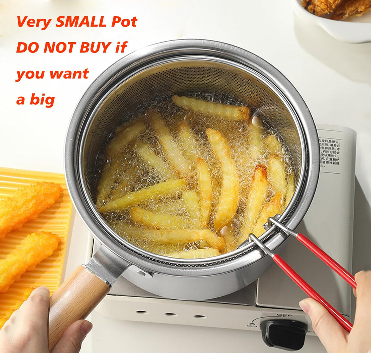 LCYHOMIEE fryer basket and drain, easy to lift and drain oil.