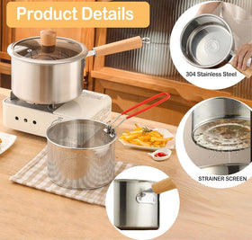 LCYHOMIEE perforated basket inside for crispy, even frying.