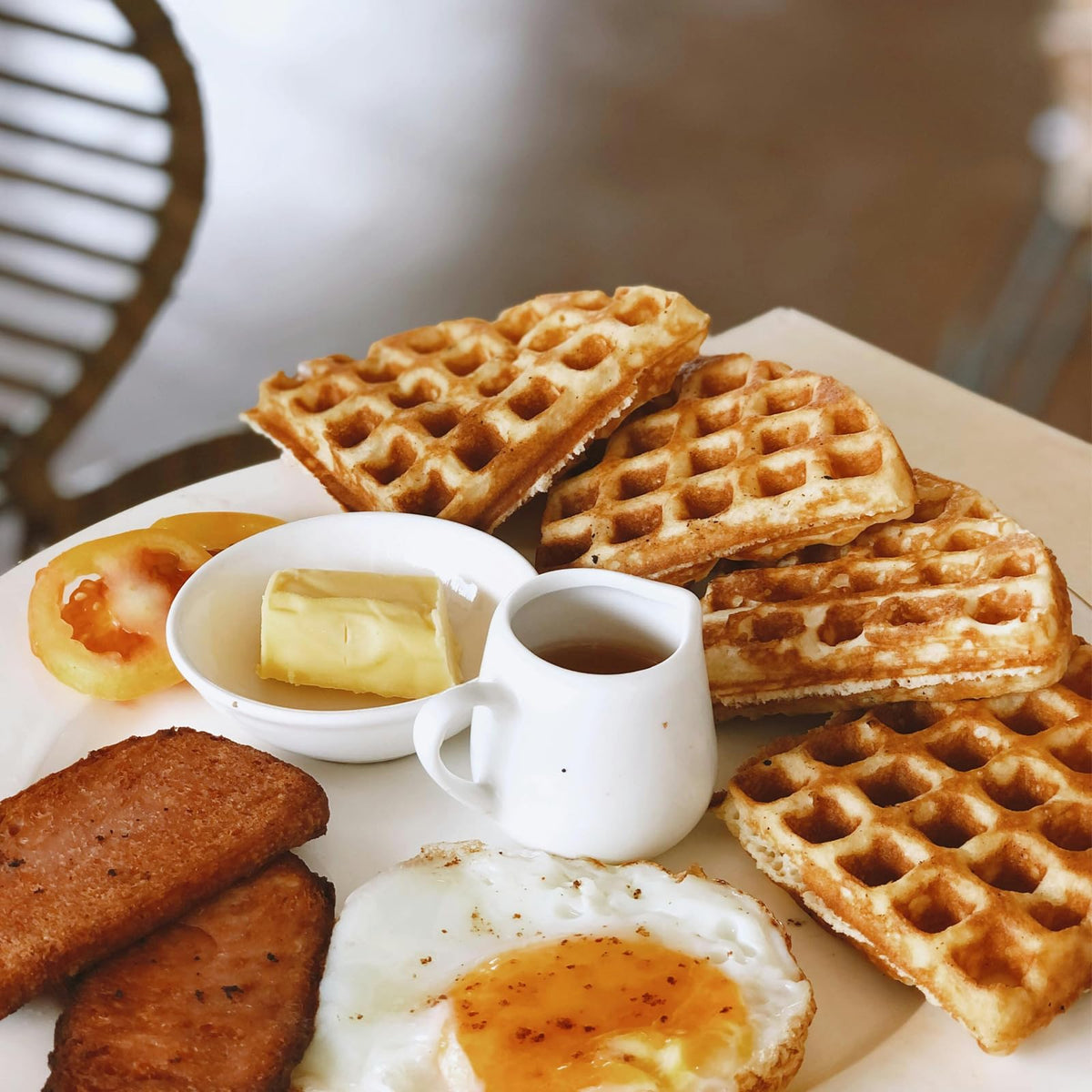 LD HuYY 8-inch waffles with crispy edges and fluffy centers