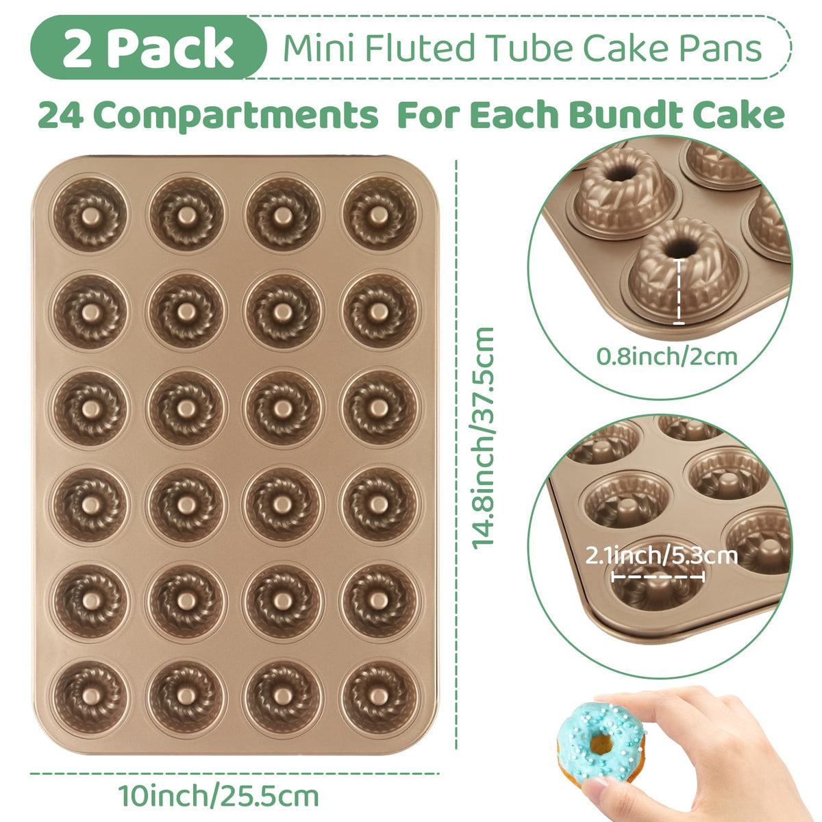 LDHHYH mini bundlette pan 24-cavity fluted close-up showing cavities.