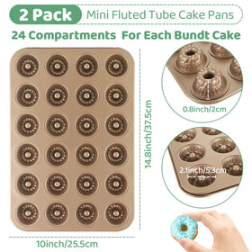 LDHHYH mini bundlette pan 24-cavity fluted close-up showing cavities.