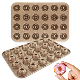LDHHYH mini bundlette pan 24-cavity fluted top view for even individual desserts.