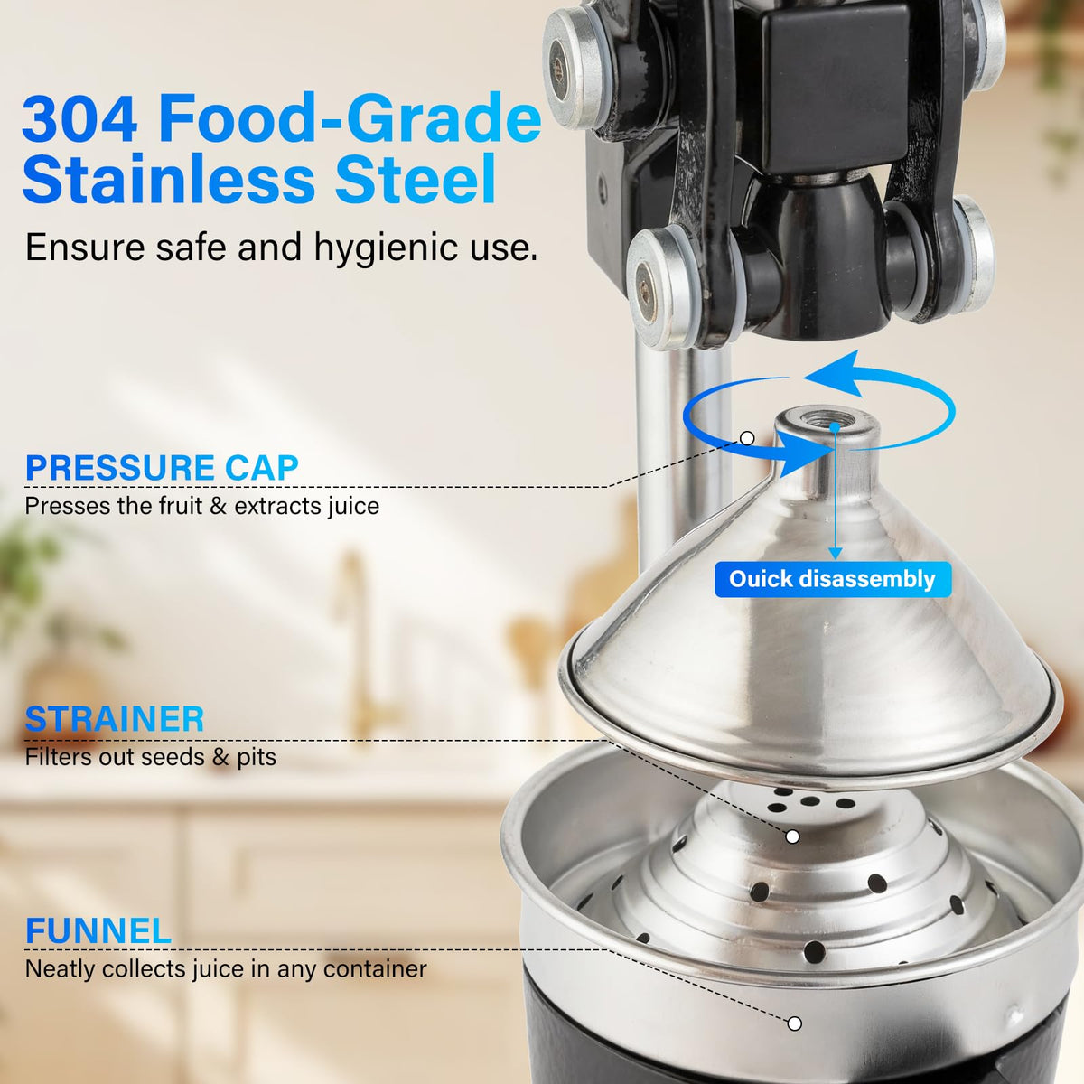 Ldiaopg removable pressing head enables quick, easy cleanup