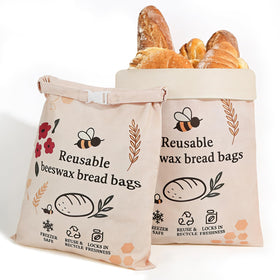 LDJRCP 2-pack XL beeswax bread bags preserve sourdough freshness