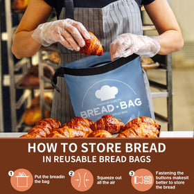 LDJRCP Beeswax Bread Bag blue-grey easy cleaning and air-drying