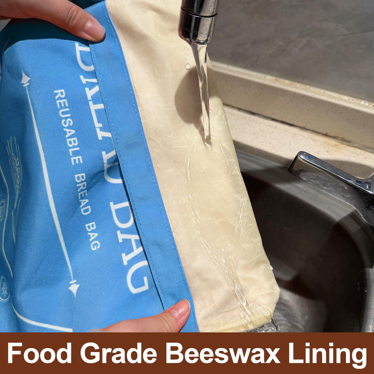 LDJRCP Beeswax Bread Bag blue-grey freezer-safe for batch freezing