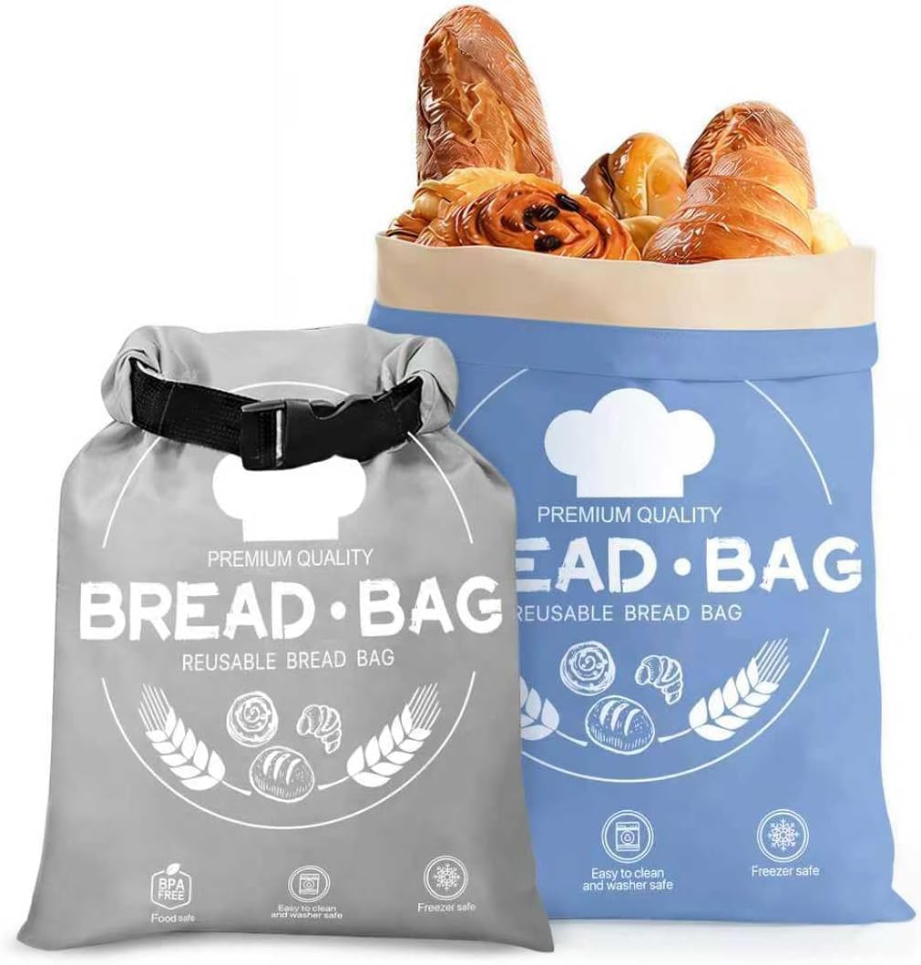 LDJRCP Beeswax Bread Bag blue-grey open for fresh sourdough storage at home