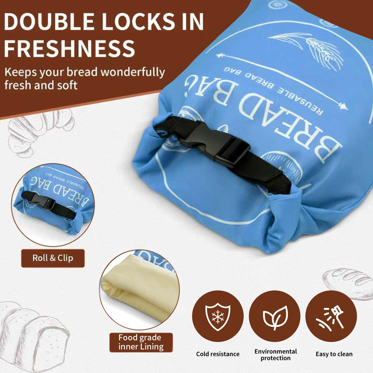 LDJRCP Beeswax Bread Bag blue-grey picnic-ready for on-the-go freshness