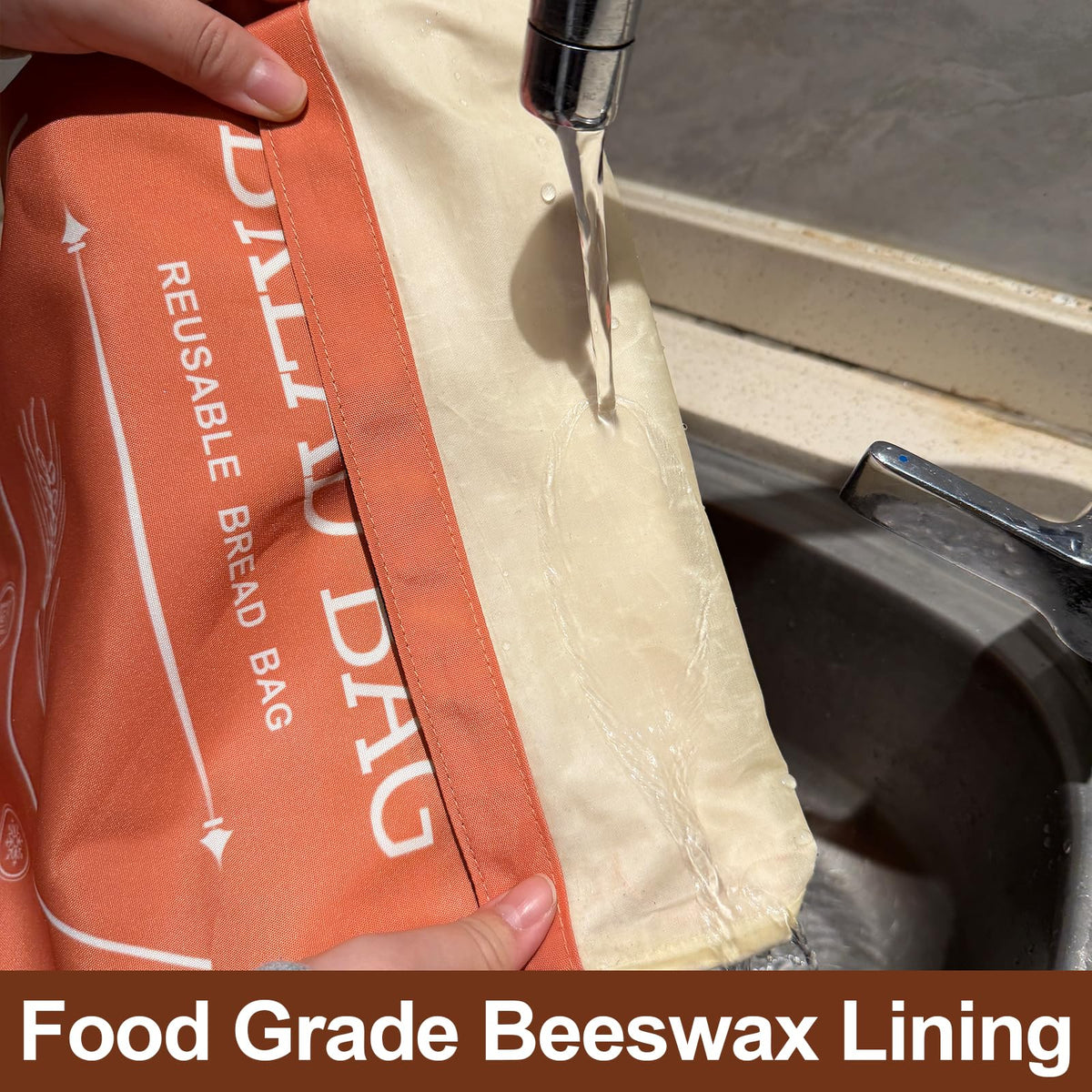 LDJRCP beeswax bread bag folded flat, space-saving storage.