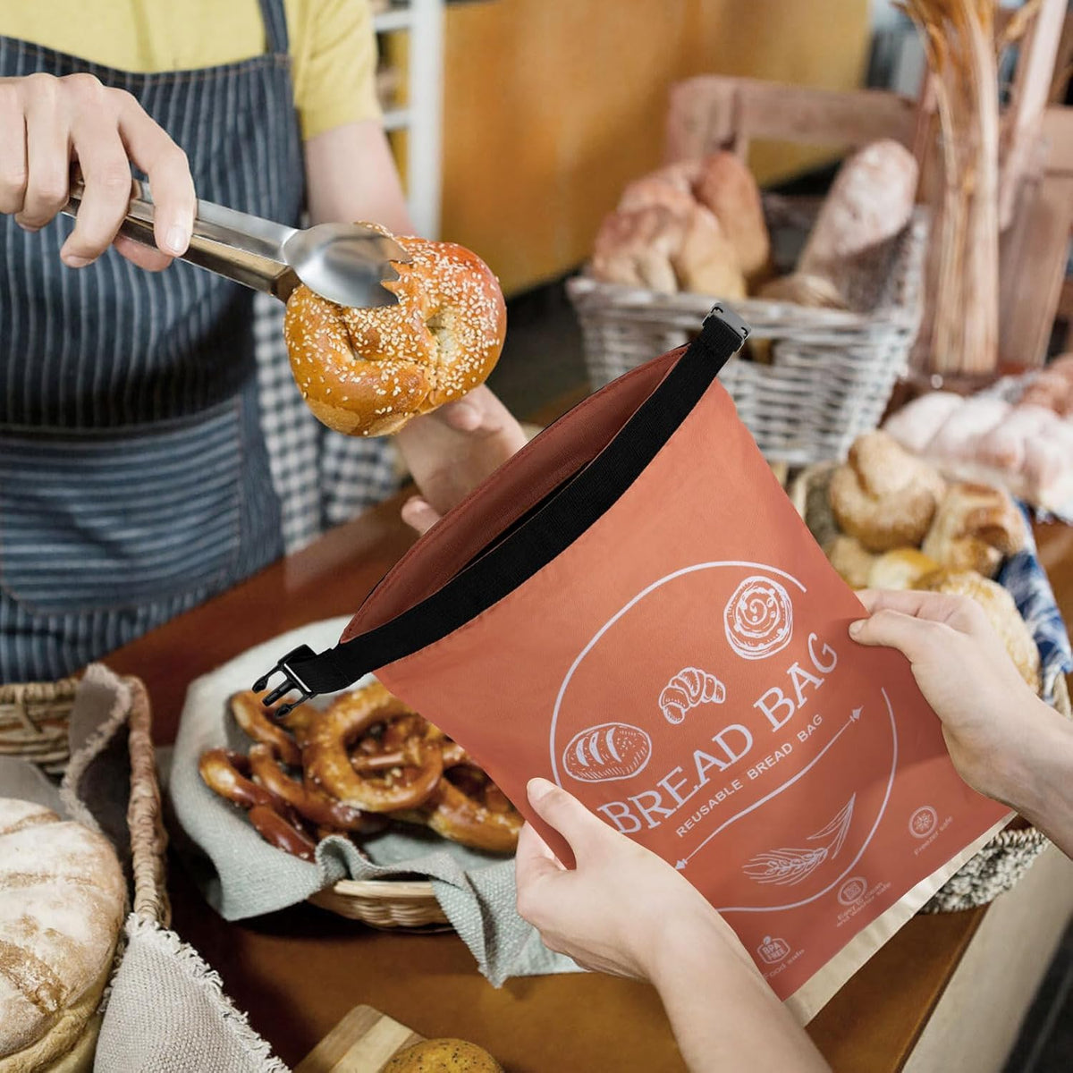 LDJRCP bread bag pack for picnic, portable and reusable.