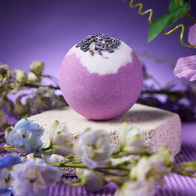LE CADEAU lavender bath bomb delivers a soothing soak.