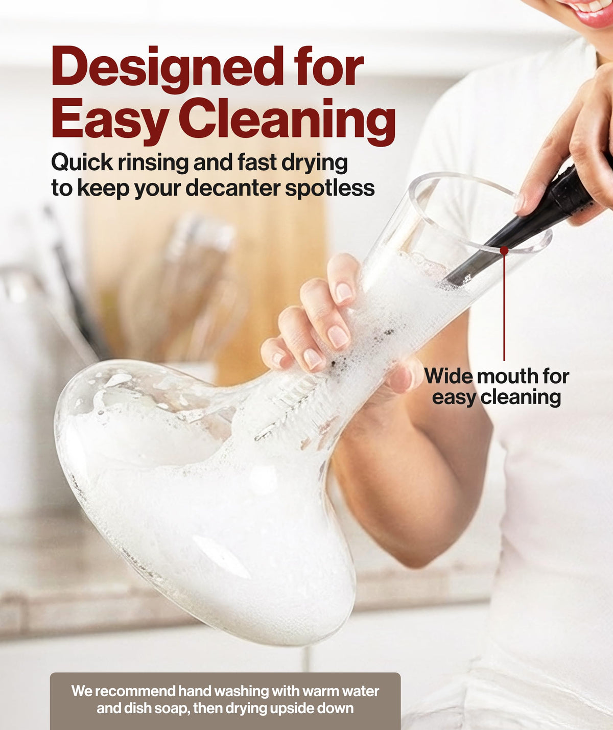 Le Chateau 750ml capacity provides ample aeration and a refined pour presentation