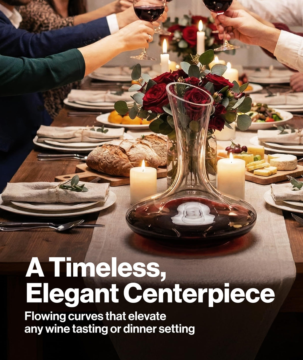 Le Chateau crystal carafe elevates dinner parties with elegant, versatile red wine presentation
