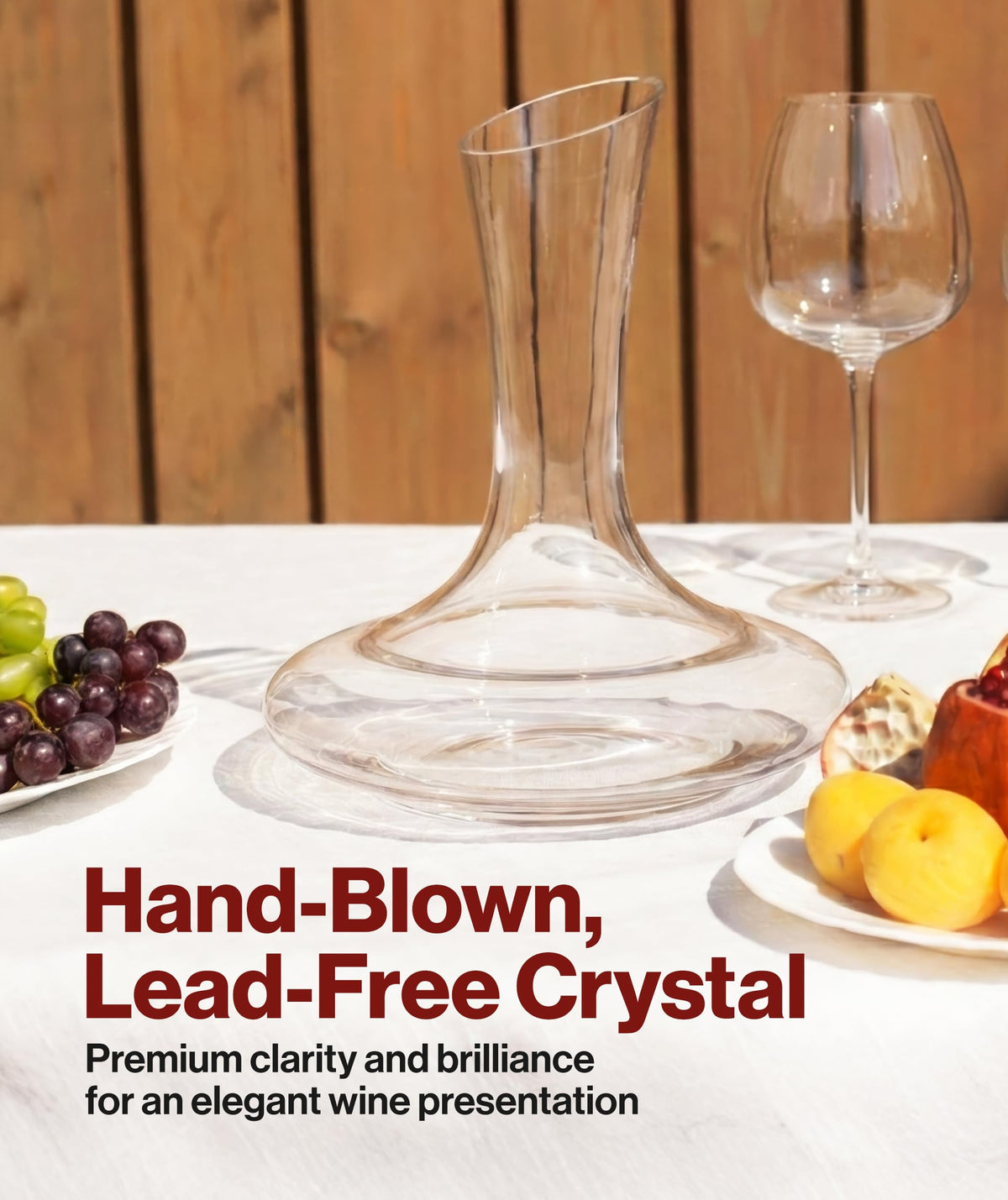 Le Chateau decanter features wide mouth for easy pouring and simple cleaning
