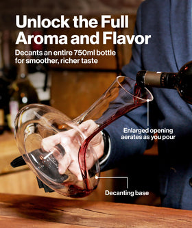 Le Chateau wine decanter aerator with full-bottle aeration for richer, smoother red wines
