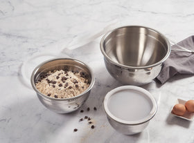 Le Creuset airtight silicone lids keep ingredients fresh.