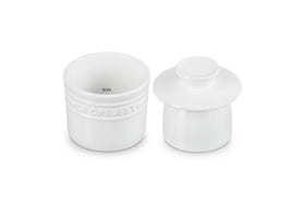 Le Creuset butter crock with lid inverted in water to seal freshness
