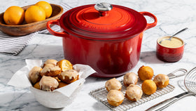 Le Creuset Deep Round Oven Sea Salt interior enamel enables easy progress monitoring