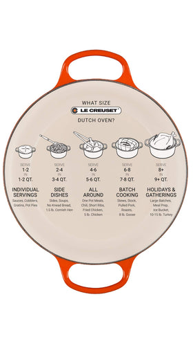 Le Creuset Cerise round oven-to-table finish with ergonomic handles for serving