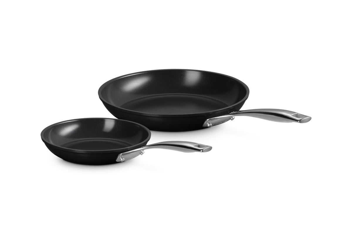 Le Creuset Essential 8-inch fry pan with non-stick ceramic for easy release and quick cleanup.